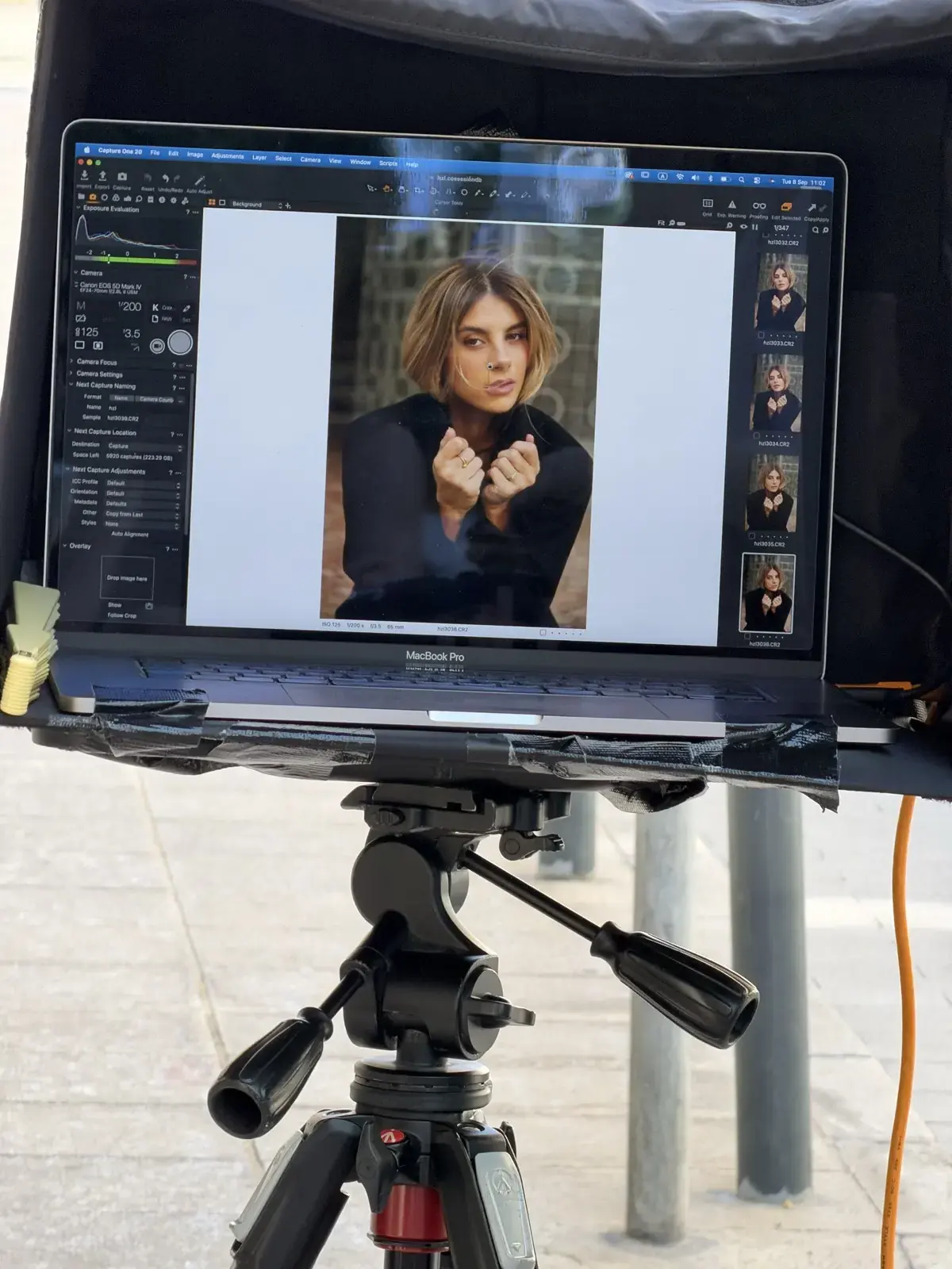 Selects on the on-set laptop